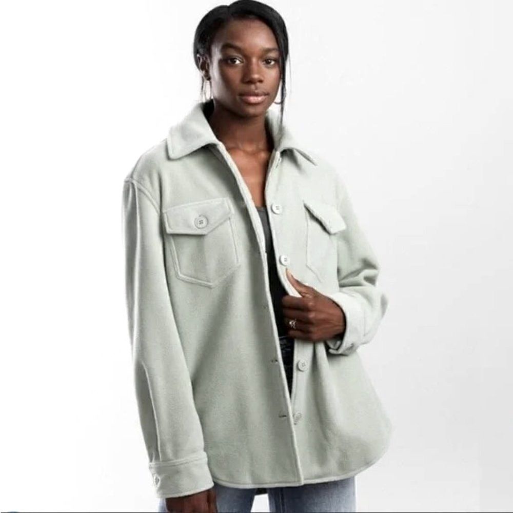 Joie Button Down Wooley Shacket/Jacket. Pale Blue/Gray. Size Large. VGUC